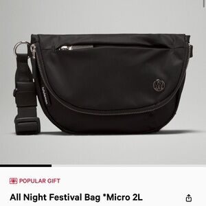 Lululemon all night festival bag - black/gold micro 2L